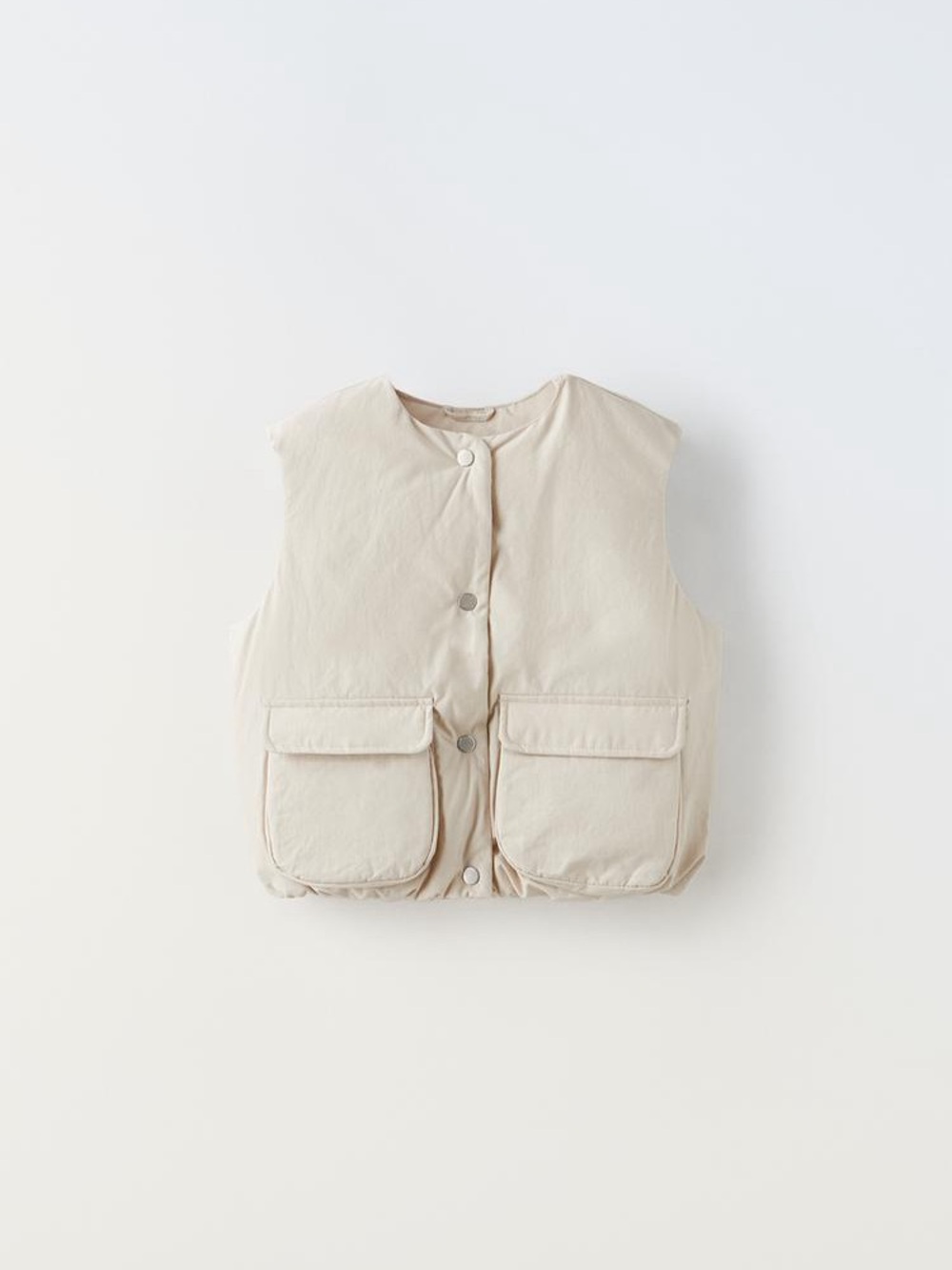 Zara Kids Beige Padded Vest with Front Pockets - 4-5 years